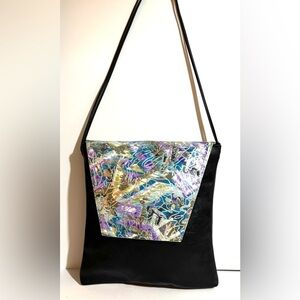 Handmade multicolor printed leather Vibrant Crossbody Bag